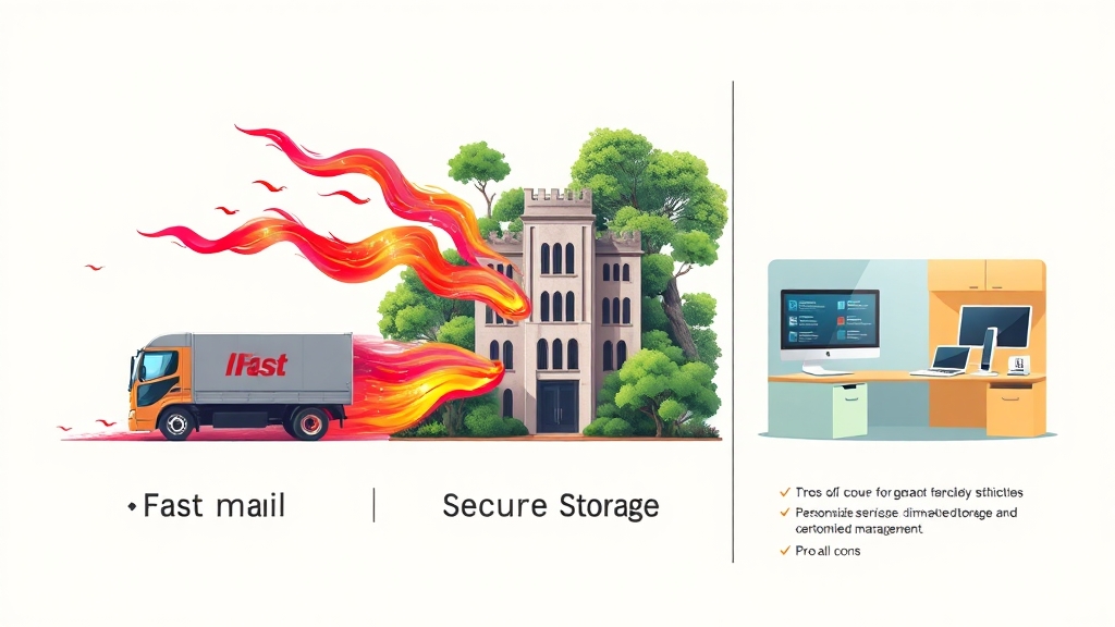 우편물 전송 서비스 비교 분석 (illustration 스타일)